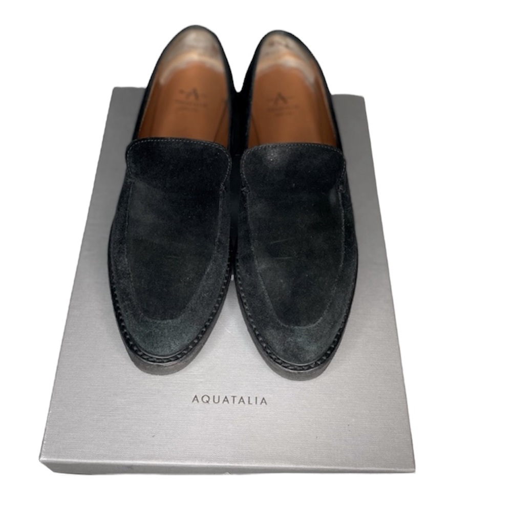 Aquatalia Black Suede Loafers Condition as shown